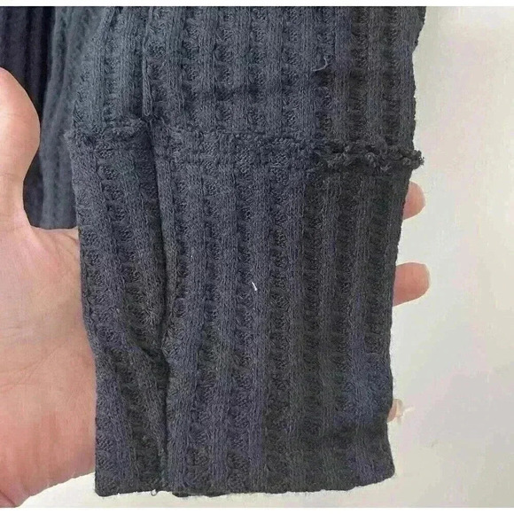 Free People NWT Juicy Long Sleeve Cowl Neck Split Back Thermal Black  New - Picture 6 of 9